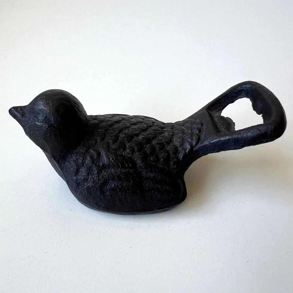 Cast Iron Bird Bottle Opener Rustic Black Sparrow Farmhouse Bar Tool